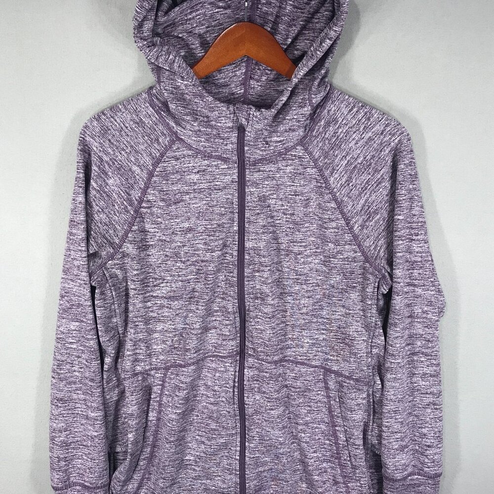 Serene Tangerine Hoodie Sweater Women's Large Purple Full Zip Pockets Thumbholes